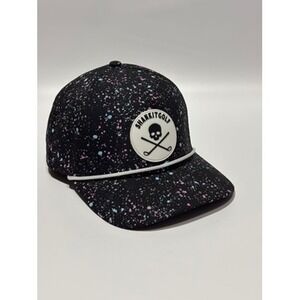 Shankit Golf Hat Black Splatter Skull & Crossbones Rope Adjustable Mens‎